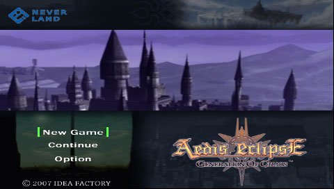 Aedis Eclipse Generation of Chaos title screen for PSP